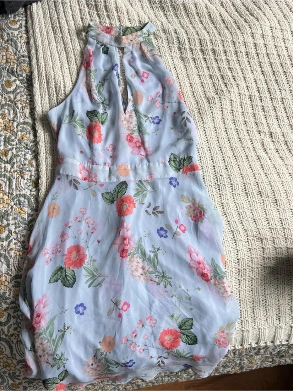 Express Light Blue Floral Halter Dress for Girls